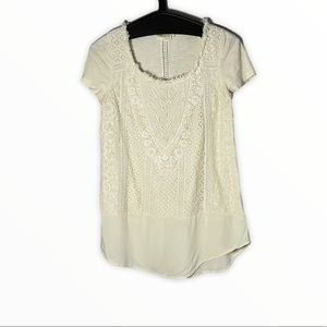 Anthropologie Meadow Rue Ivory Crochet Lace Blouse Size XS